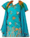 Turquoise/Orange Georgette Suit  - Pakistani Casual Dress