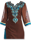  Brown/Turquoise Georgette Suit - Indian Semi Party Dress