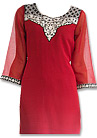 Red/Black Chiffon Suit  - Pakistani Casual Dress