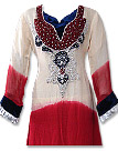 Ivory/Red Chiffon Suit  - Indian Dress