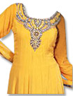 Yellow/Black Chiffon Suit- Indian Semi Party Dress