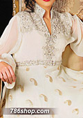 White Jamawar Chiffon Suit- Pakistani Formal Designer Dress