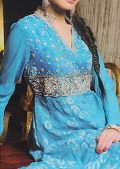 Turquoise Jamawar Chiffon Suit- Pakistani Party Wear Dress