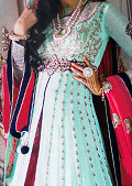 Turquoise/Pink Chiffon Suit- Pakistani Formal Designer Dress