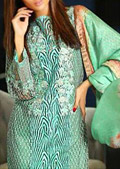 Sobia Nazir Light Green/Beige Net Suit