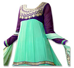 Light Sea Green/Purple Chiffon Suit - Indian Semi Party Dress