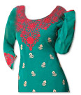 Sea Green/Red Georgette Suit- Pakistani Casual Dress