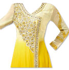 Yellow/Off-white Chiffon Suit- Indian Semi Party Dress