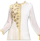 White/Mustard Chiffon Suit- Indian Semi Party Dress