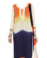 Rust/White/Blue Georgette Suit- Indian Semi Party Dress