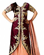 Maroon Velvet Suit- Indian Semi Party Dress