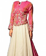 Pink/Off-white Chiffon Suit- Indian Semi Party Dress