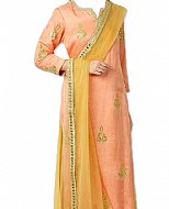 Peach/Mustard Silk Suit- Indian Semi Party Dress