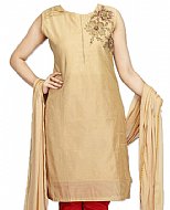 Beige Silk Suit- Indian Semi Party Dress