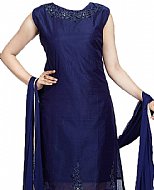 Navy Blue Silk Suit- Indian Semi Party Dress