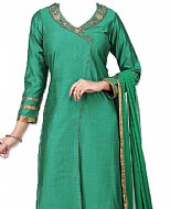 Teal Green Silk Suit- Indian Semi Party Dress