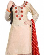 Ivory/Orange Silk Suit- Indian Dress