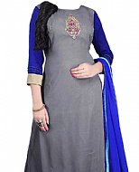 Grey/Blue Georgette Suit- Indian Semi Party Dress