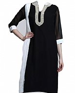 Black/White Chiffon Suit- Pakistani Casual Clothes