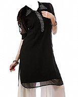 Black/white Chiffon Suit- Pakistani Casual Clothes
