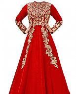Coral Raw Silk Suit- Indian Semi Party Dress