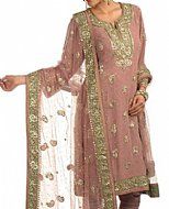 Tea Pink Chiffon Suit.- Pakistani Formal Designer Dress