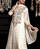 Off-white Jamawar Chiffon Suit- Pakistani Formal Designer Dress