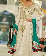 Off-white Chiffon Jamawar Suit- Pakistani Formal Designer Dress
