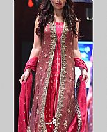 Carrot Pink Chiffon Suit- Pakistani Formal Designer Dress