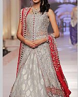 Grey/Red Chiffon Suit- Pakistani Bridal Dress