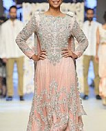 Peach/Silver Chiffon Suit- Pakistani Party Wear Dress