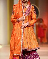 Orange Silk Suit- Pakistani Party Wear Dress
