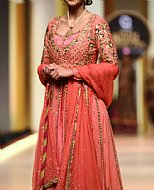 Coral Chiffon Suit- Pakistani Formal Designer Dress