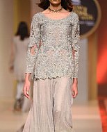 Grey/Turquoise Chiffon Suit- Pakistani Formal Designer Dress