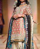 Peach/Golden Chiffon Suit- Pakistani Formal Designer Dress