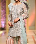 Grey/Peach Chiffon Suit- Pakistani Formal Designer Dress