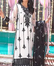 Asim Jofa Off-white/Black Organza Suit- Pakistani Chiffon Dress