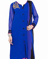 Royal Blue Chiffon Suit- Indian Semi Party Dress