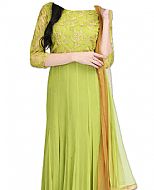 Apple Green Chiffon Suit- Indian Semi Party Dress