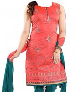 Coral/Teal Georgette Suit- Indian Semi Party Dress