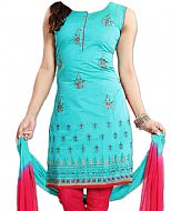 Turquoise/Red Georgette Suit- Indian Semi Party Dress