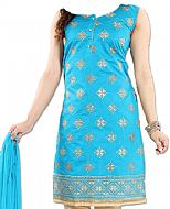 Turquoise/Ivory Georgette Suit- Indian Dress