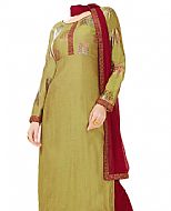 Olive/Maroon Georgette Suit- Indian Semi Party Dress