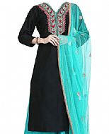 Black/Turquoise Georgette Suit- Indian Semi Party Dress