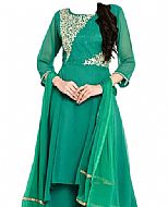 Teal Green Chiffon Suit- Indian Semi Party Dress