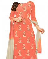 Off-white/Peach Georgette Suit- Indian Semi Party Dress