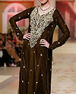 Dark Brown Silk Suit- Pakistani Party Wear Dress
