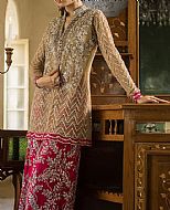 Beige/Hot Pink Chiffon Suit- Pakistani Formal Designer Dress