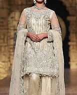 Off-white/Silver Chiffon Suit- Pakistani Formal Designer Dress