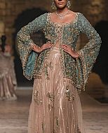 Turquoise/Tan Chiffon Suit- Pakistani Formal Designer Dress